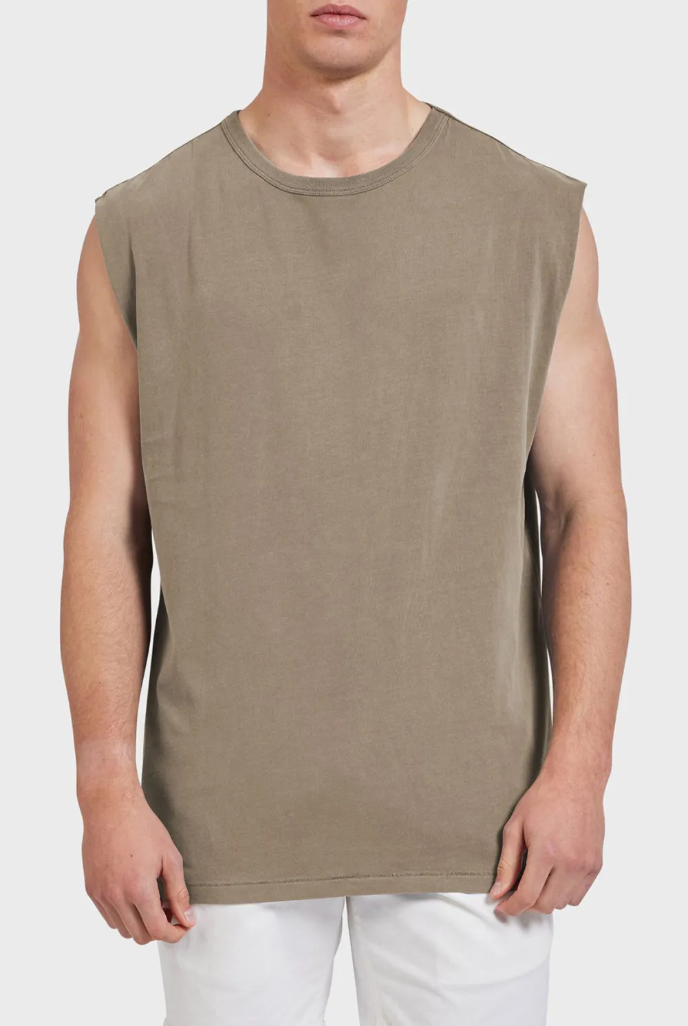 Sleeveless Crew Neck Casual Tee