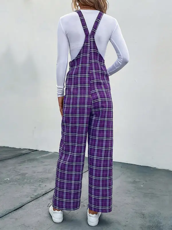 Lissa Plaid Overall Jumpsuit