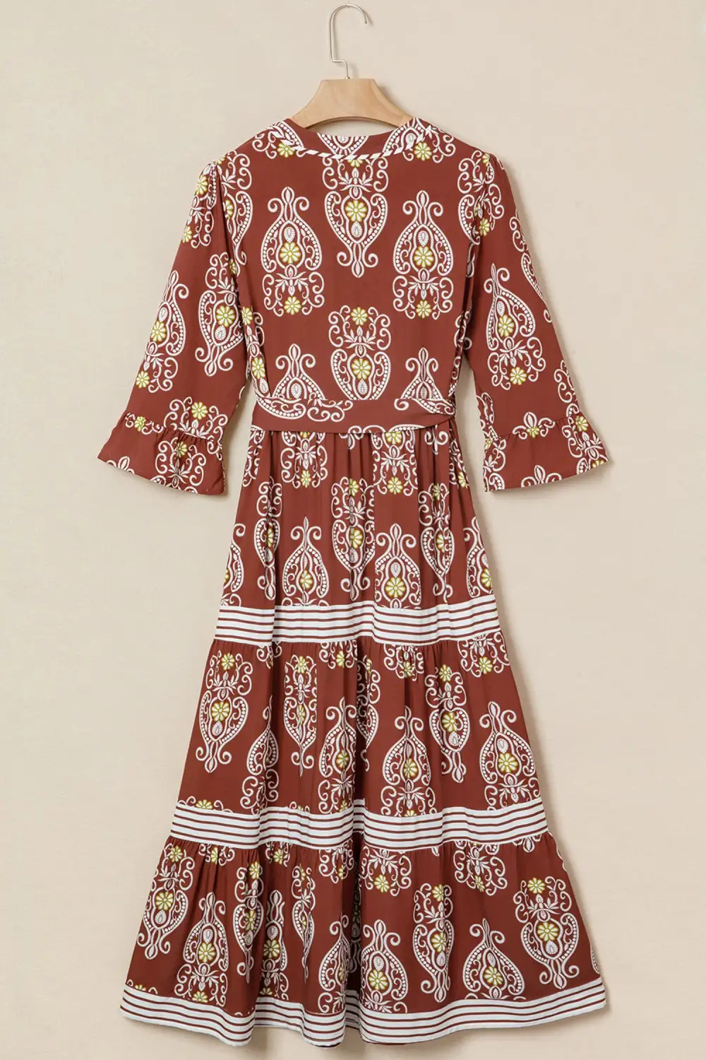 Floral Striped Tie Waist Maxi Dress