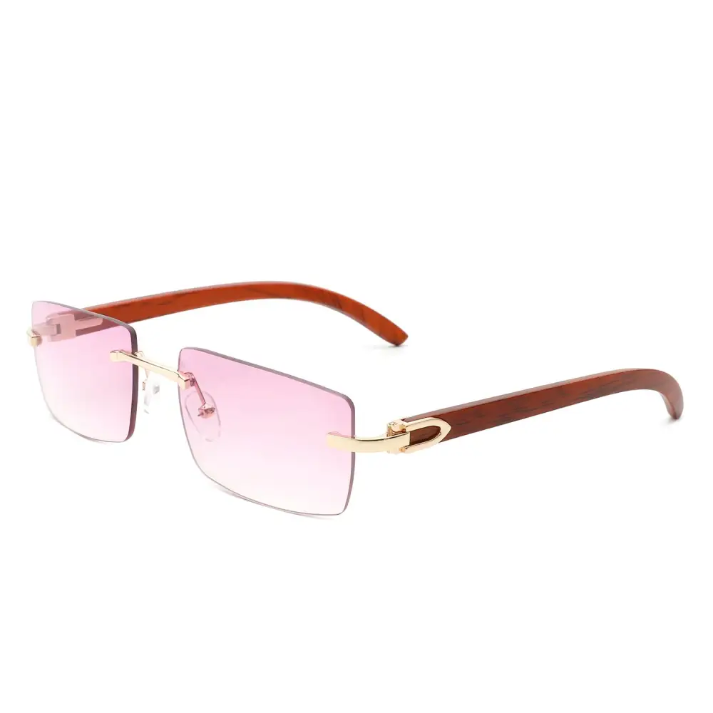 Rectangle Rimless Frame Sunglasses