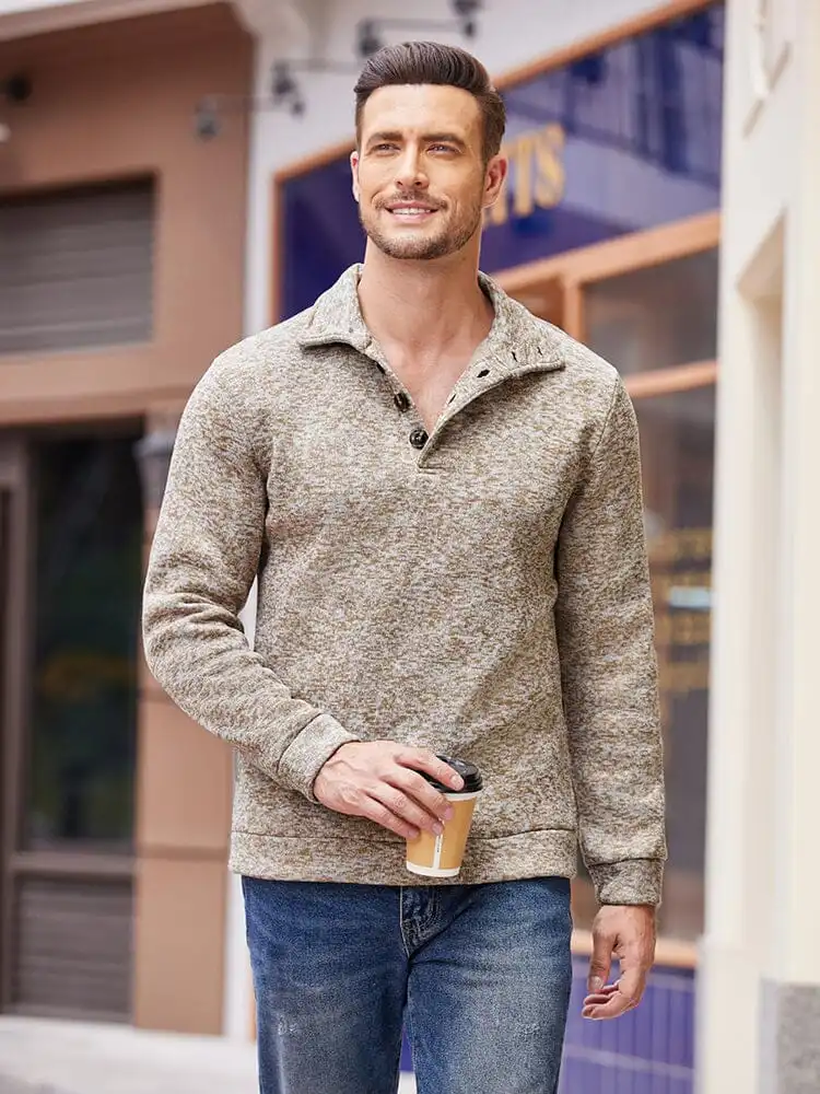 Casual Thermal Texured Knitted Sweatshirt Hoodie