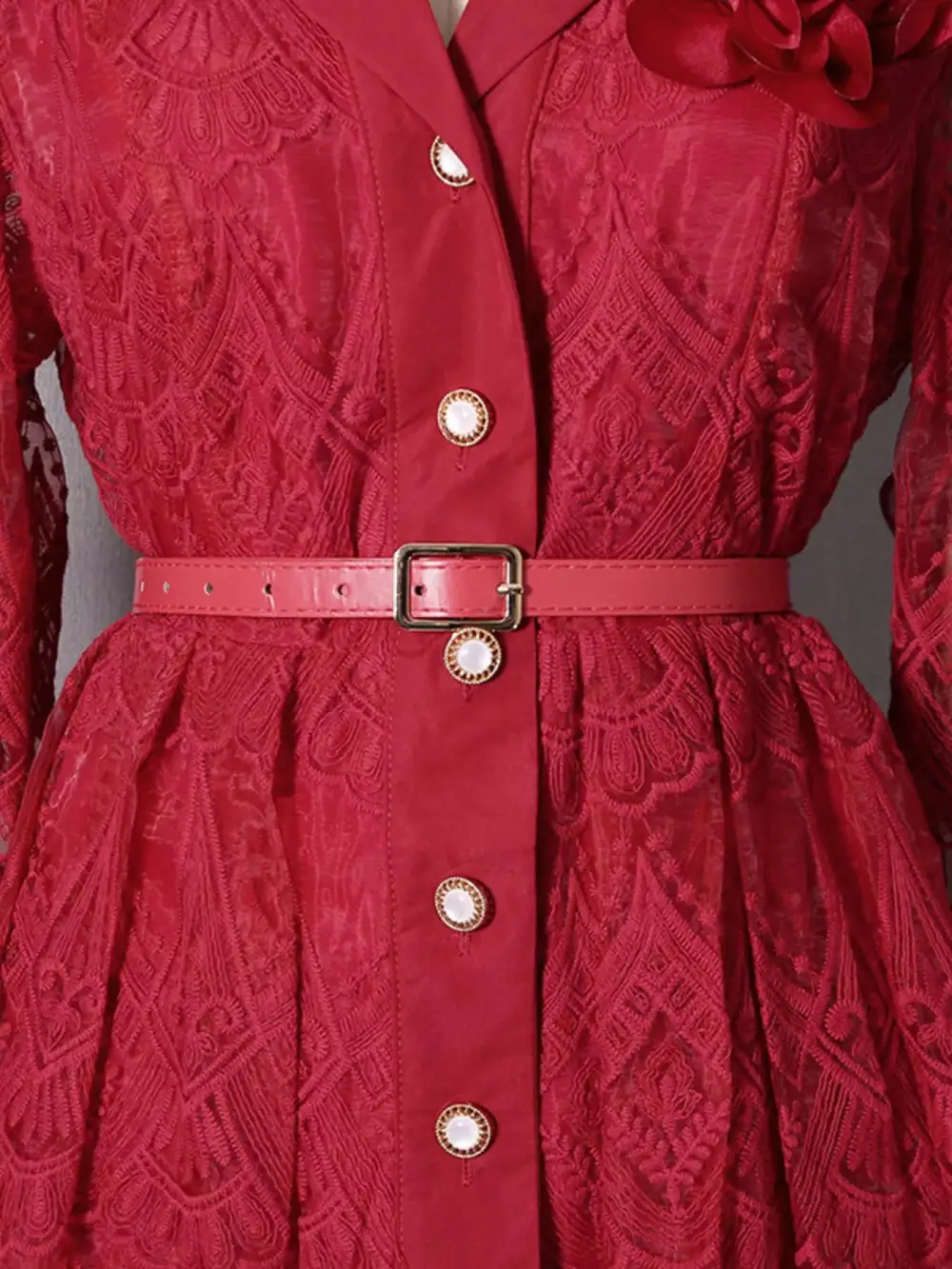 Soft Touch Lace Button Front Midi Dress