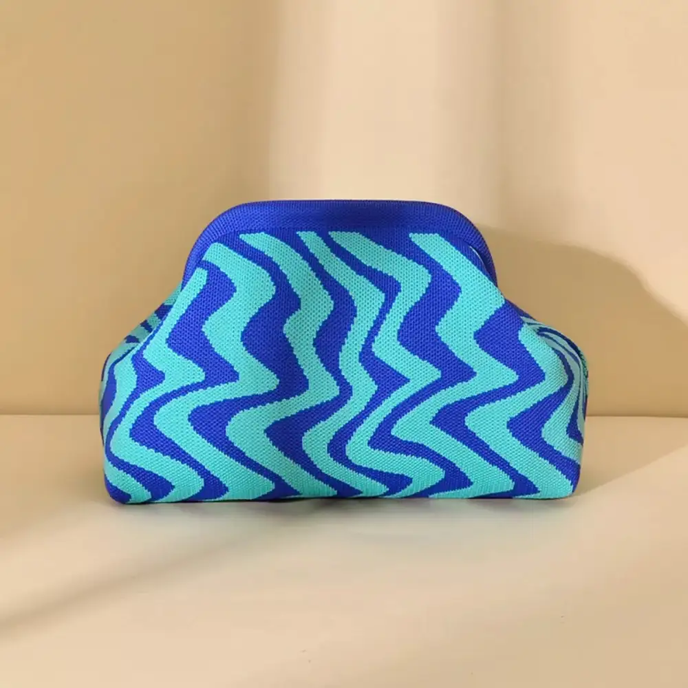 Portable Contrast Knit Clutch