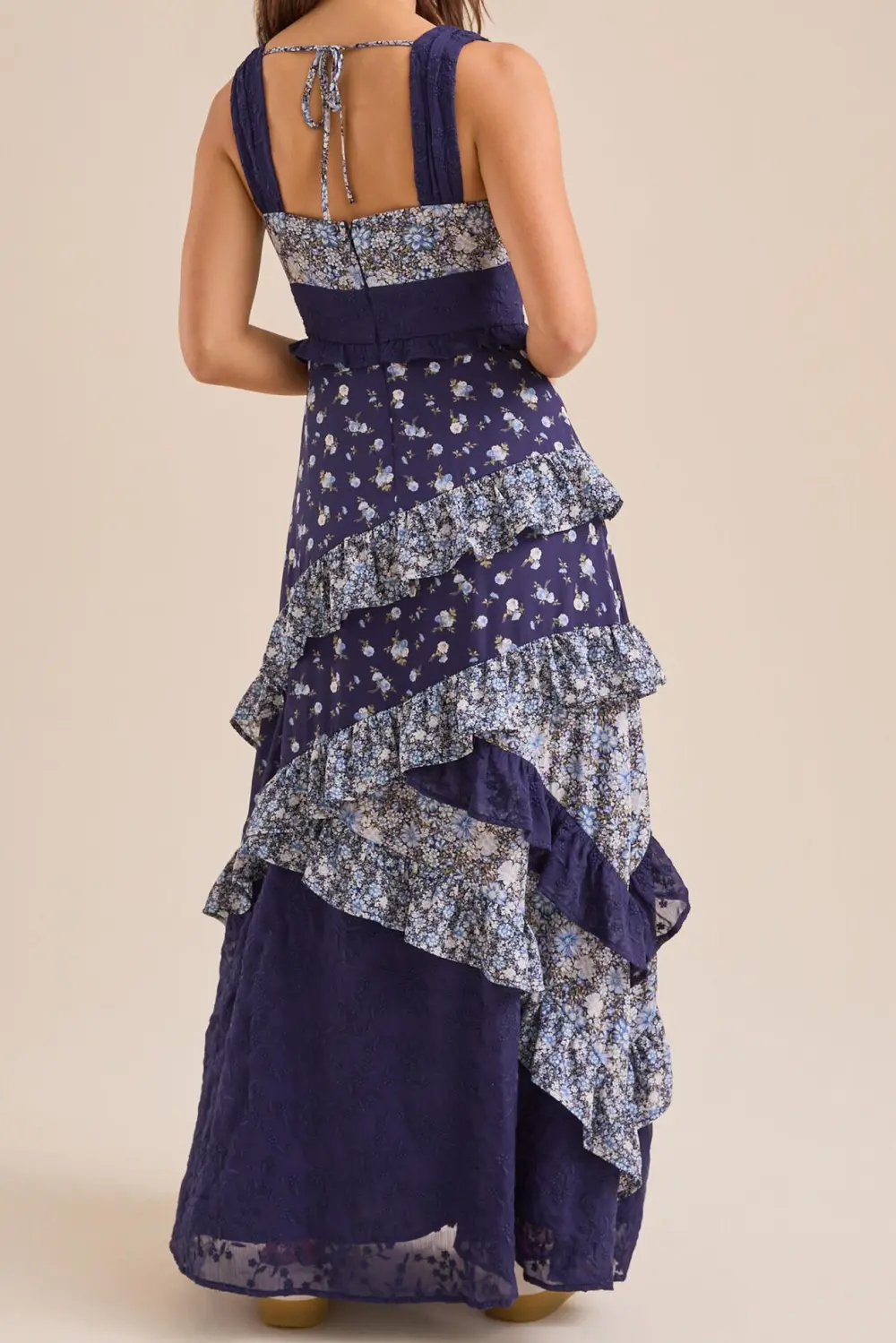 Patchwork Floral Maxi Tank Dress