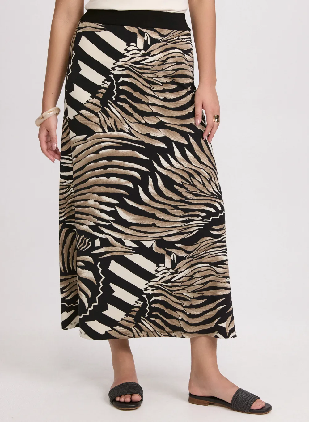 Casual A-Line Skirt With Abstract Pattern