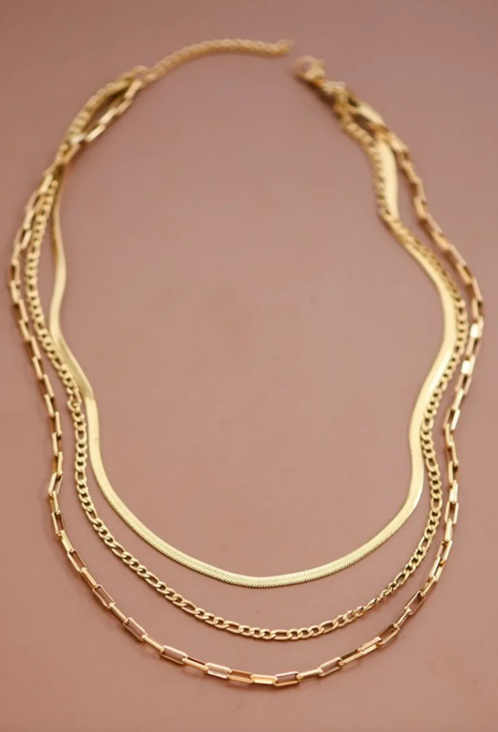 Layered Triple Chain Necklace