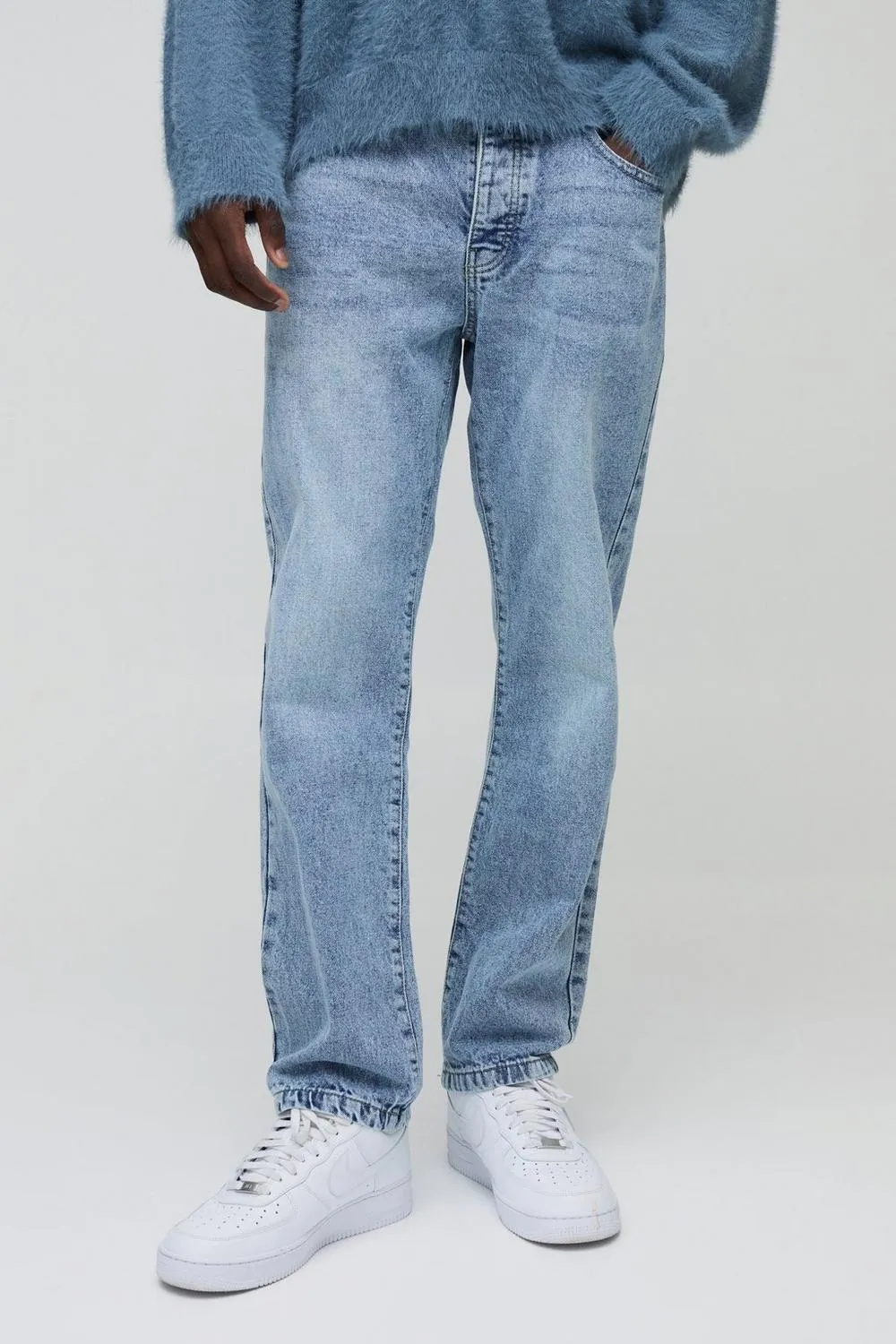 Straight Rigid Washed Jeans Casual Style