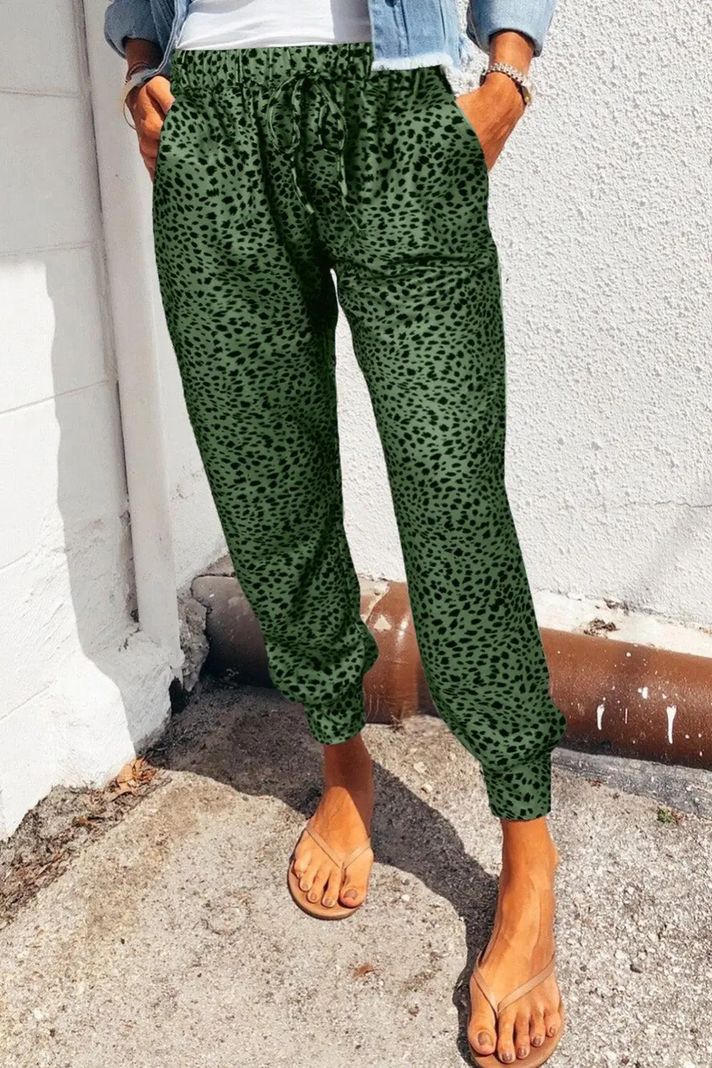 Pocketed Leopard-Print Jogger Pants