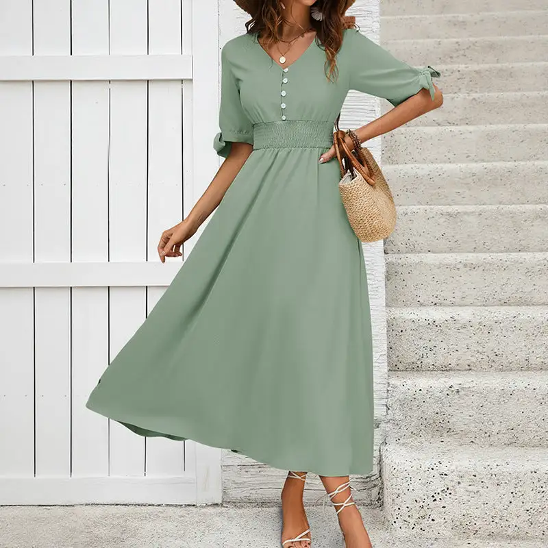 Women's V-Neck Ruffled Summer Maxi Dress