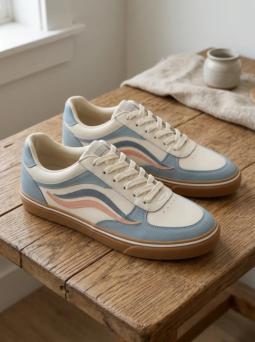 Women's Pastel Wave Pattern Modern Skate Shoes