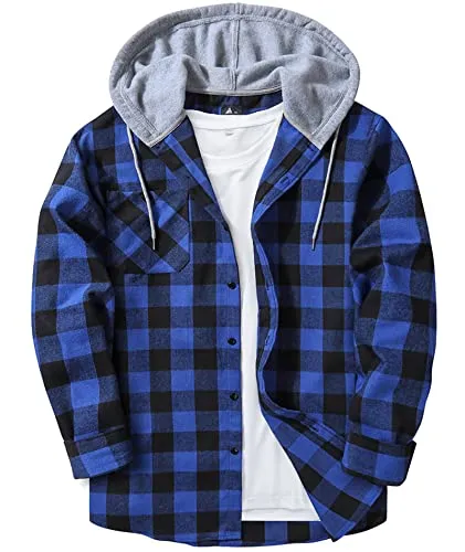 Men Plaid Long Sleeve Flannel Jacket