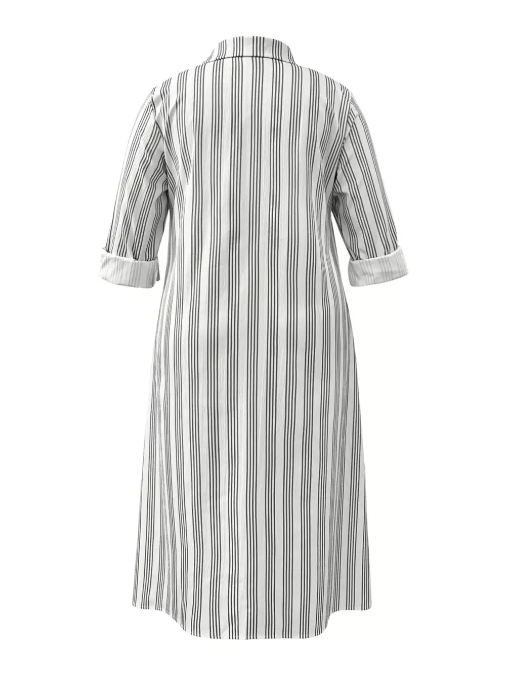 Drape Striped Button Front Midi Dress