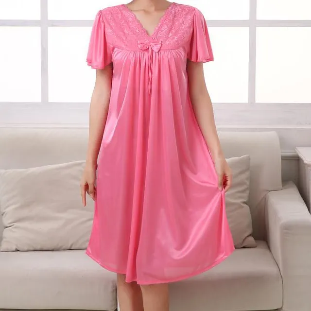 Pleated Short Sleeve Nightgown