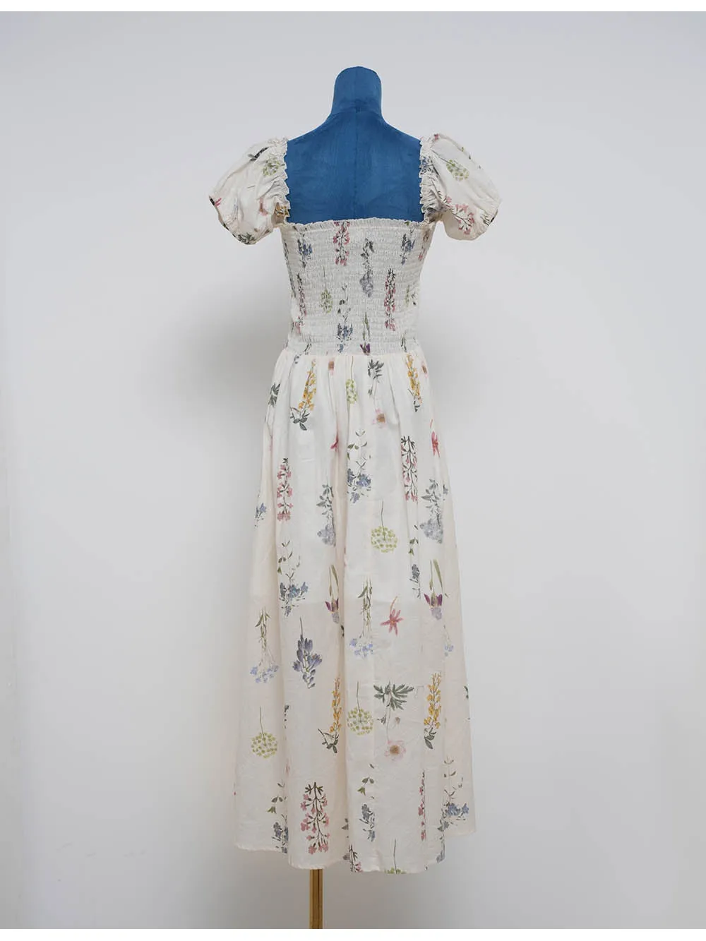 Romantic Puff Sleeves Midi Dress