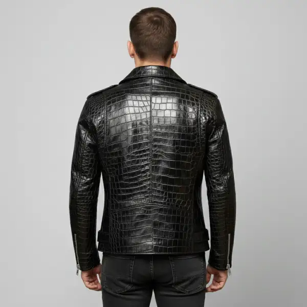 Refined Cowhide Biker Motorcycle Embossed Jacket