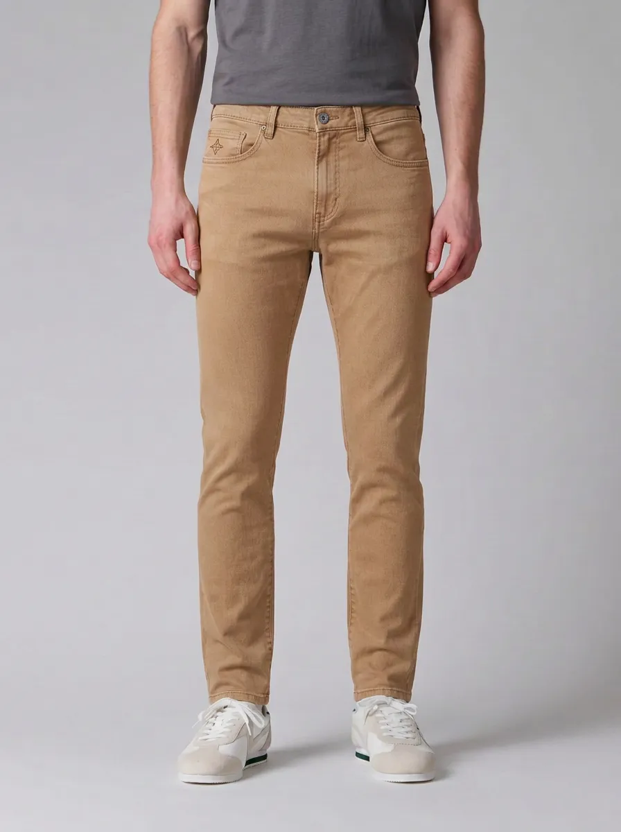 Men's Classic Everyday Embroidered Detail Stretch Denim Jeans