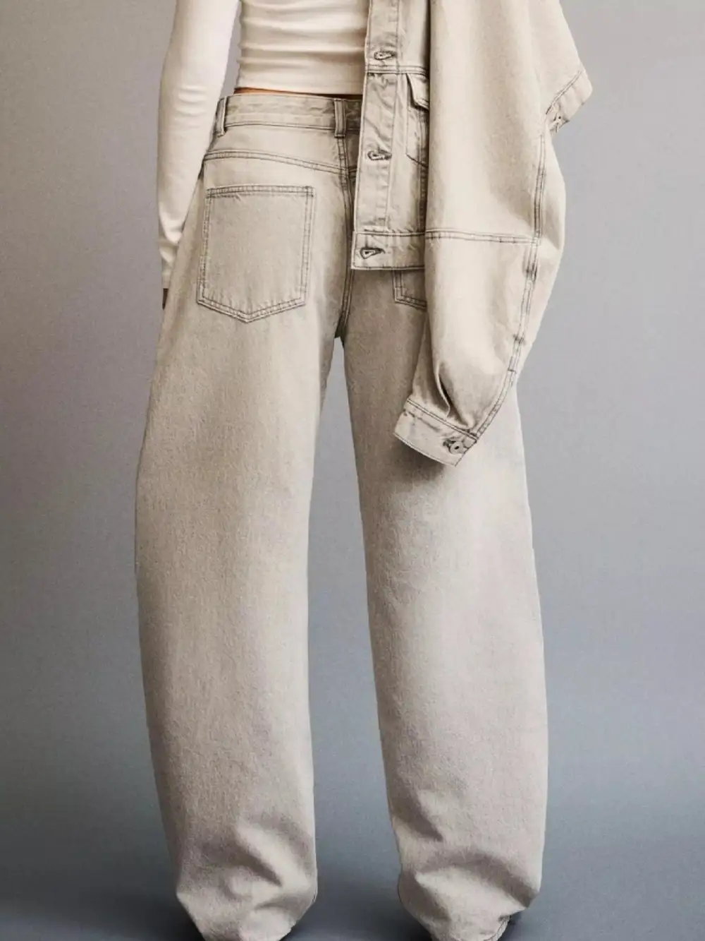 Polished Wide Leg Washed Denim Jeans