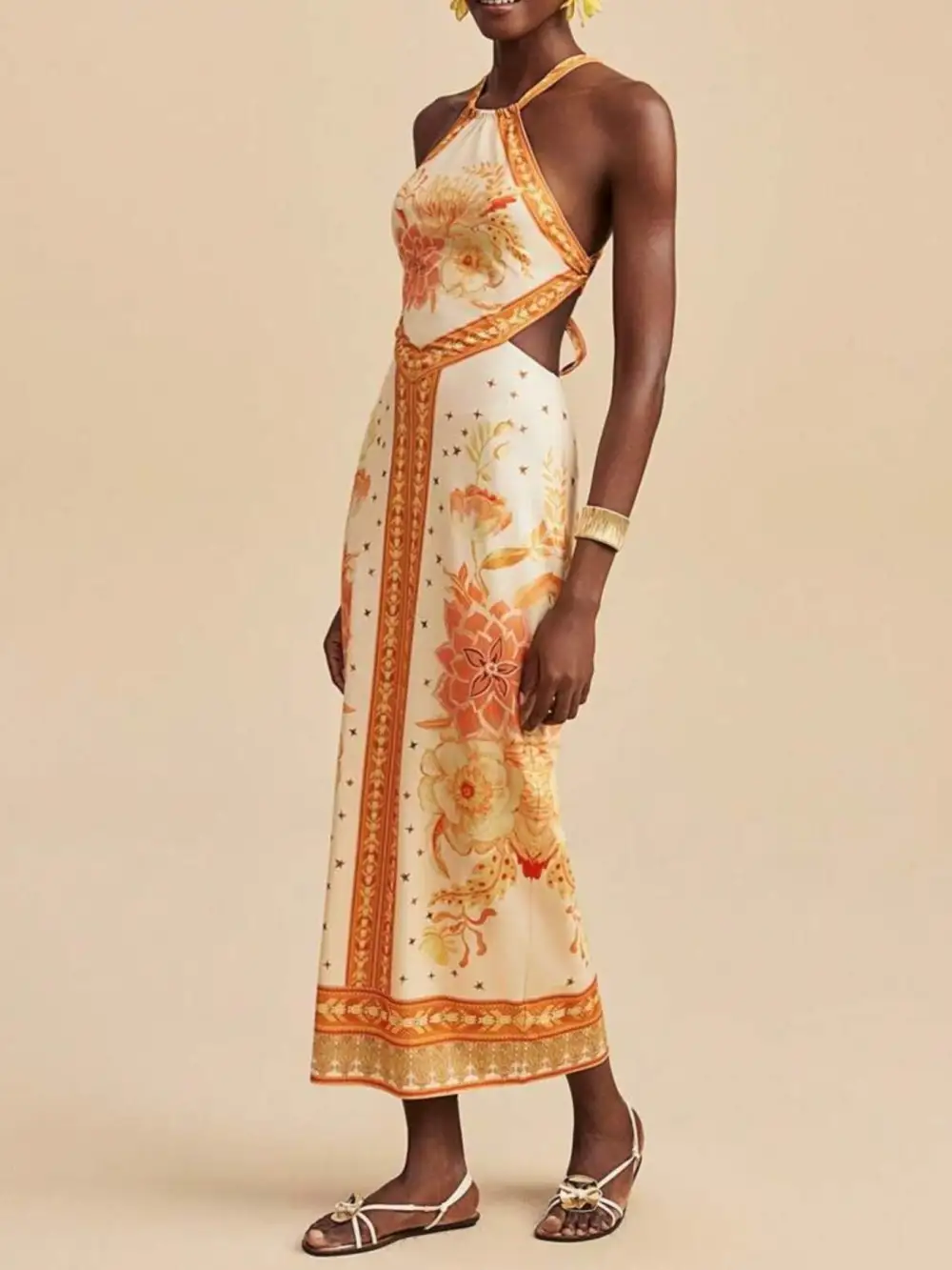 Wearable Cut Floral Printed Maxi Dress