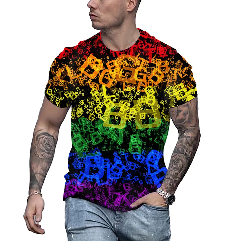 Men's Rainbow Short Sleeve T-shirt 3D Print Casual Fashion