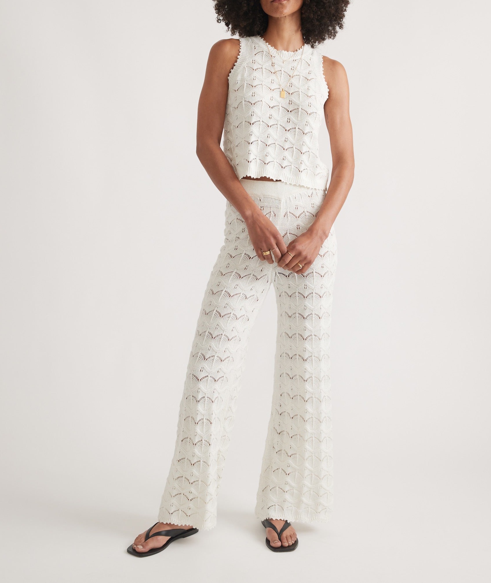 Knit Patterned Wide-Leg Pants