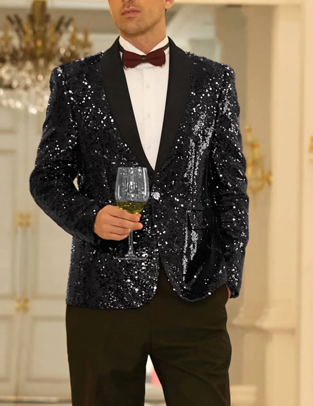 Shiny Sequin Blazer Tuxedo Suit Jacket