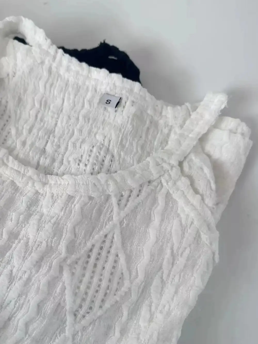 Round Neck Eyelet Textured