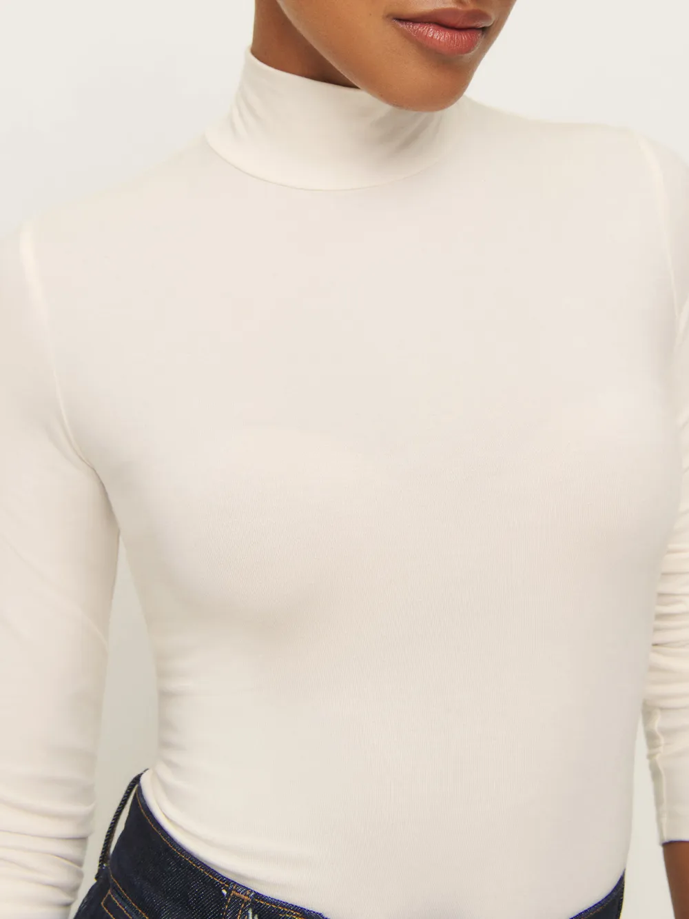 Mock Neck Slim Fit Long Sleeve Top