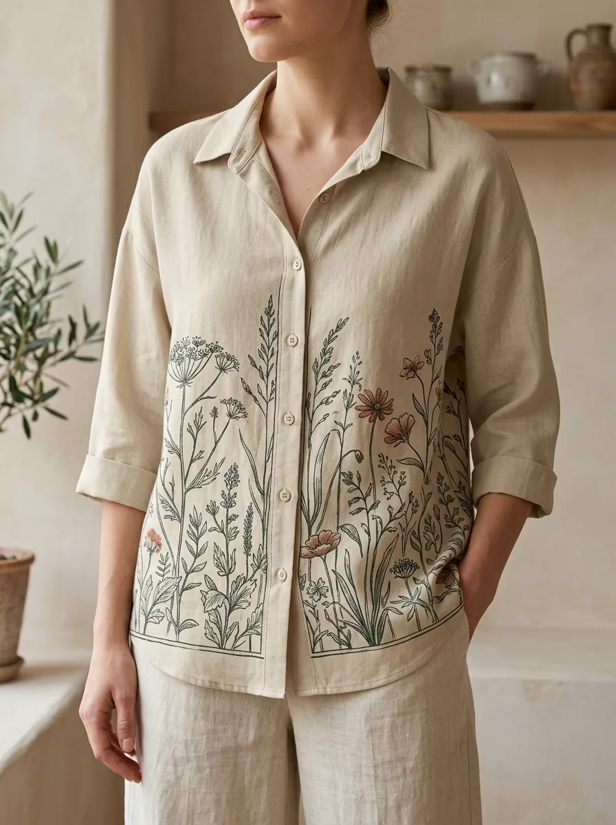Women's Scenic Botanical Nature Lover Wildflower Shirt