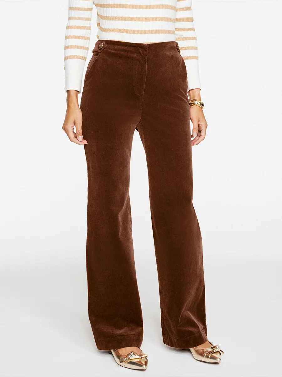 Women'S Casual High-Waisted Corduroy Wide-Leg Trousers