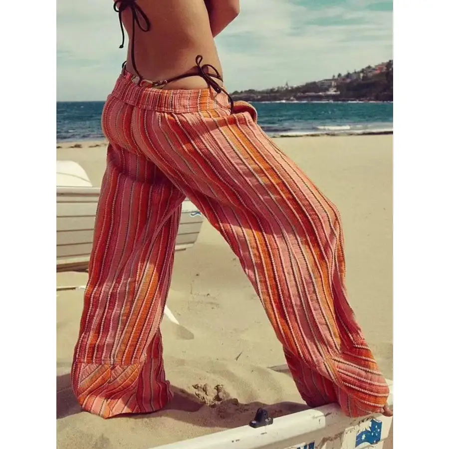 Casual Striped Wide Leg Pants