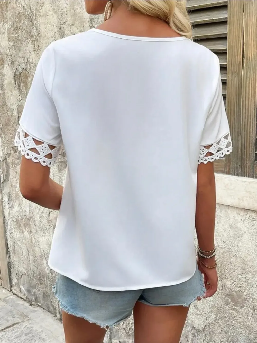 Elegant Lace Short Sleeve Top