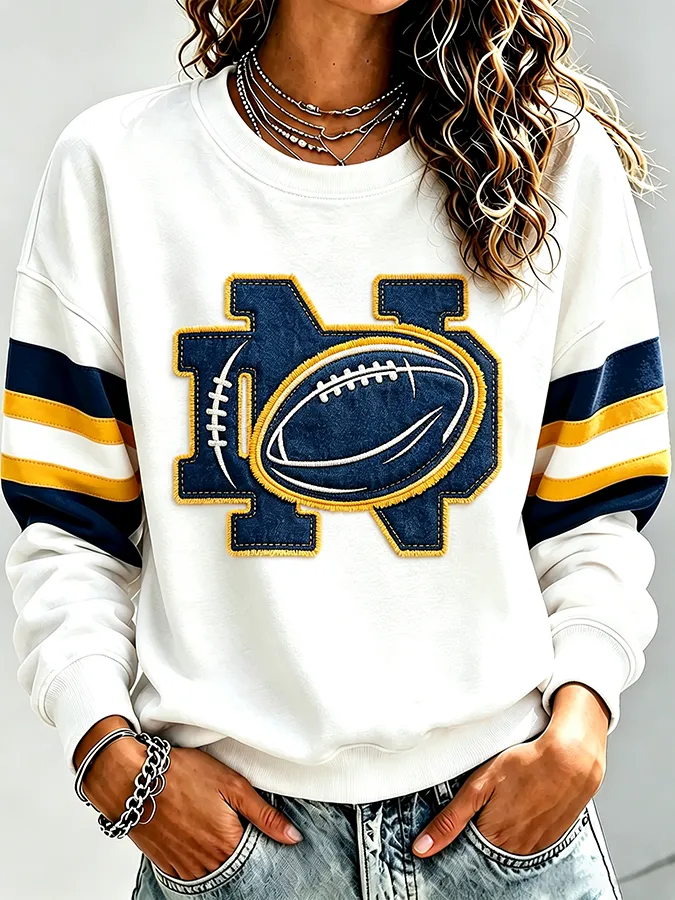 Women'S Retro Rugby Round Neck Sports Shirt