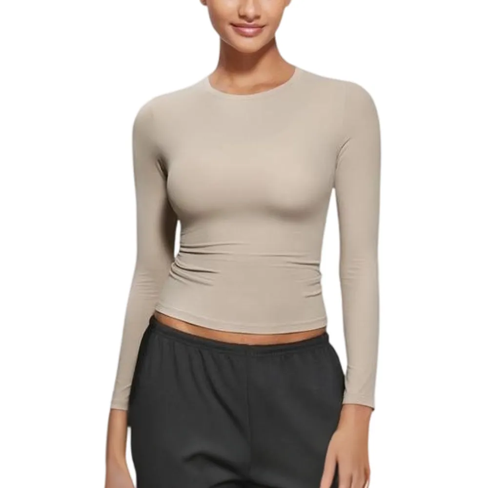 Long Sleeve Shirts for Women Soft Crew Neck Tight Tops