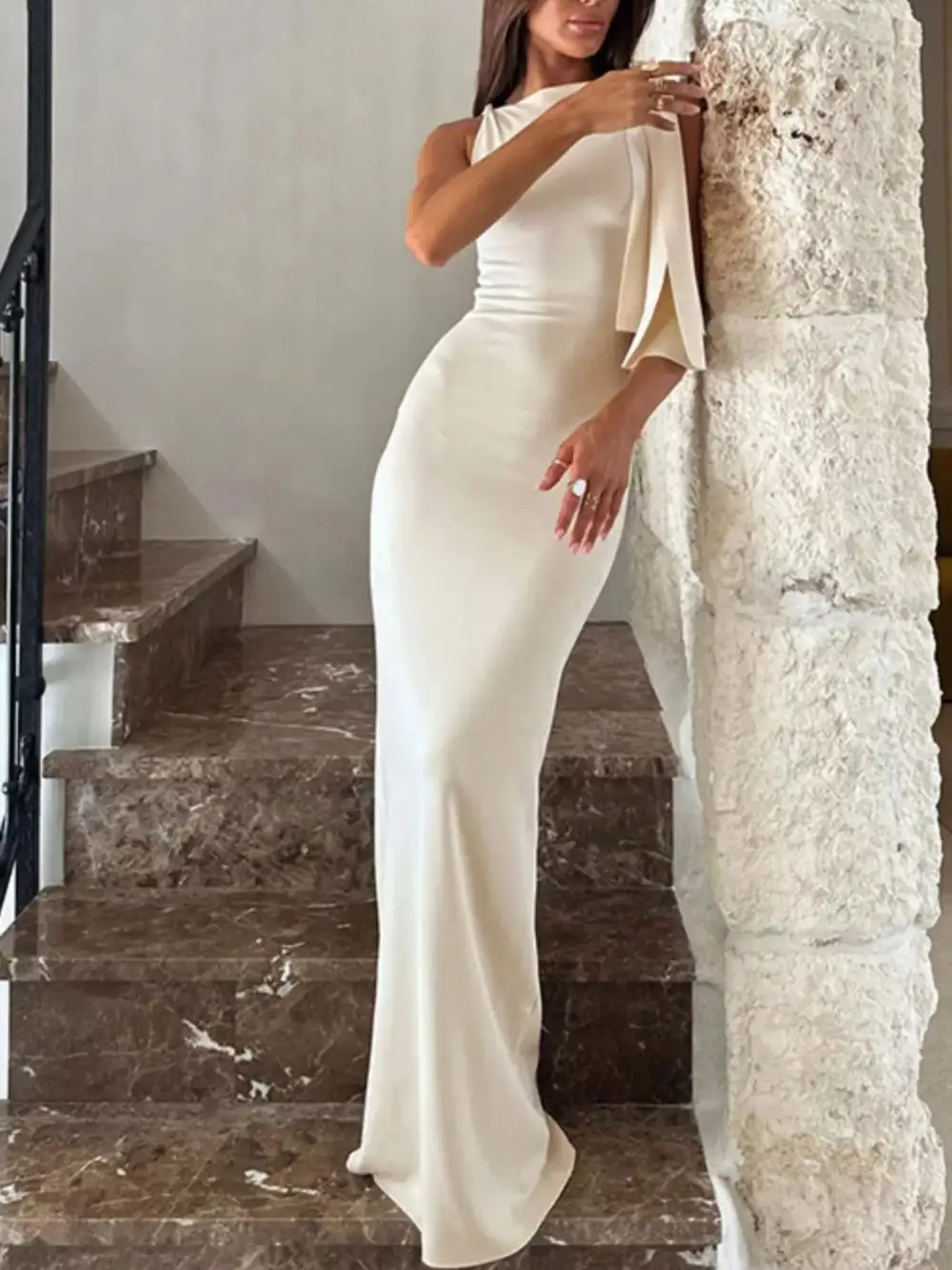 Elegant Sleeveless Tie Shoulder Maxi Dress