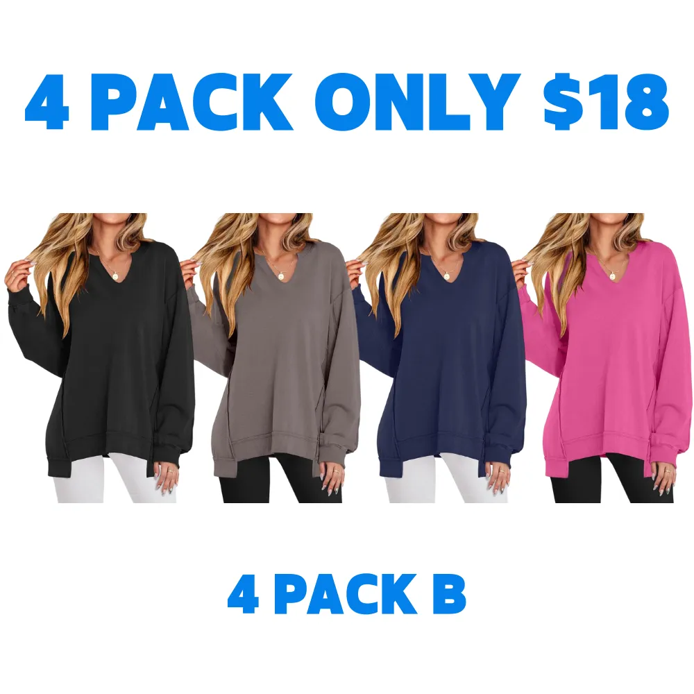 Womens Oversized Sweatshirt V Neck Long Sleeve