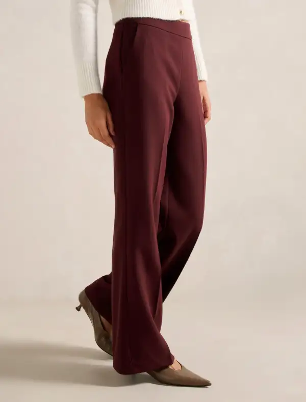 Burgundy Wide Leg Trousers