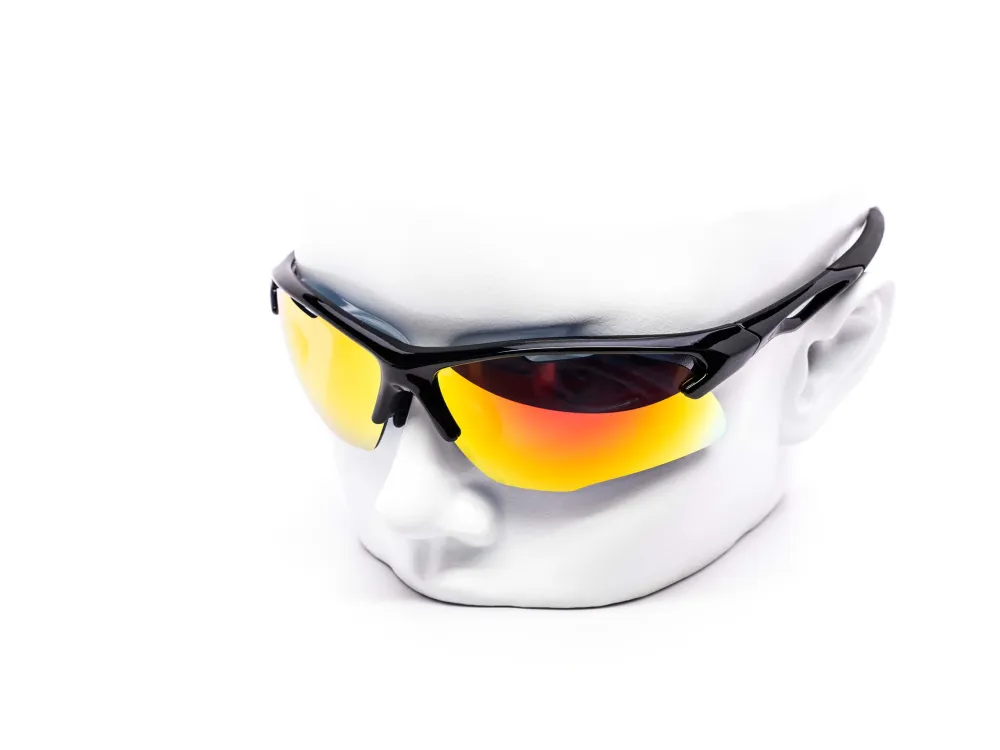 12-Pack Sport Wraparound Burnt Mirror Sunglasses