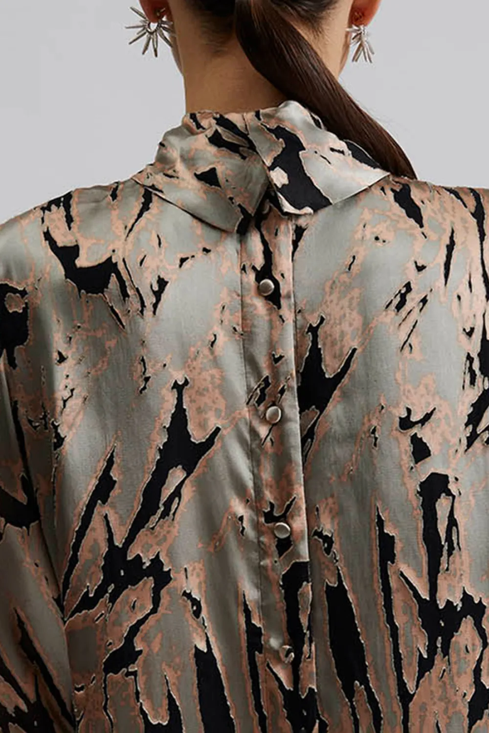 Abstract Print Silk Blend Mini Dress