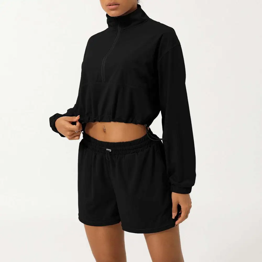 Zip-Front Quick-Dry Top and Shorts Active Set