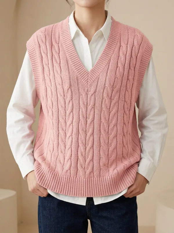 Versatile Cable Vneck Sweater Vest