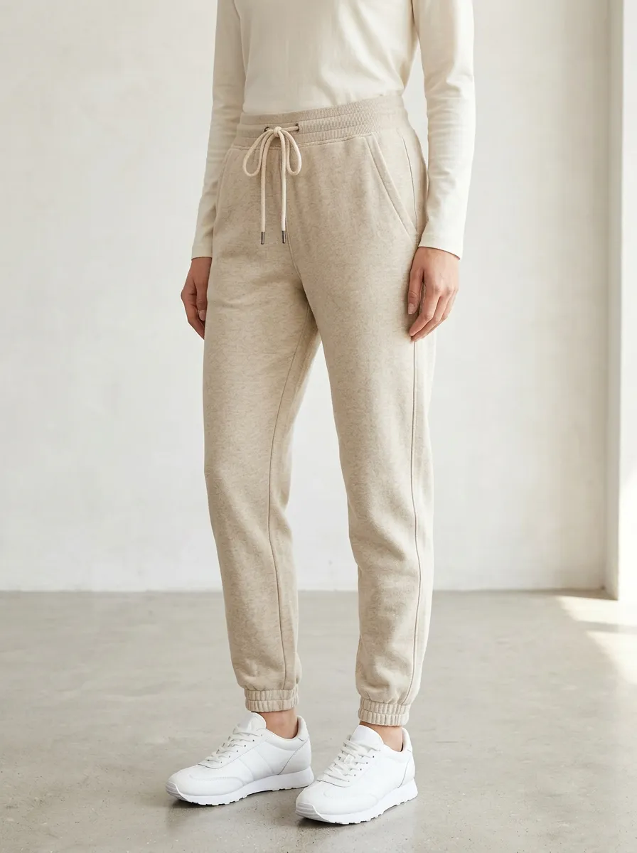 Women's Beige Drawstring Joggers