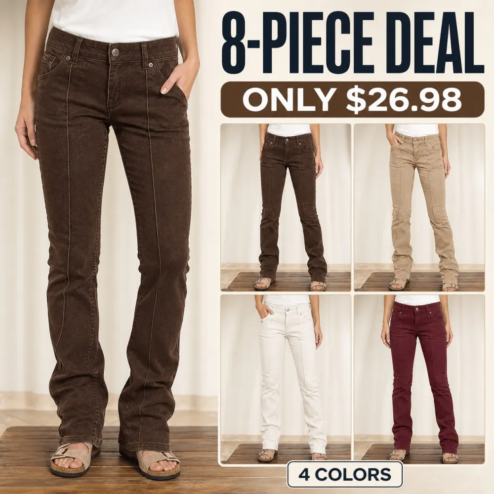 Women's Stitch Detail Mid Waist Bootcut Pants