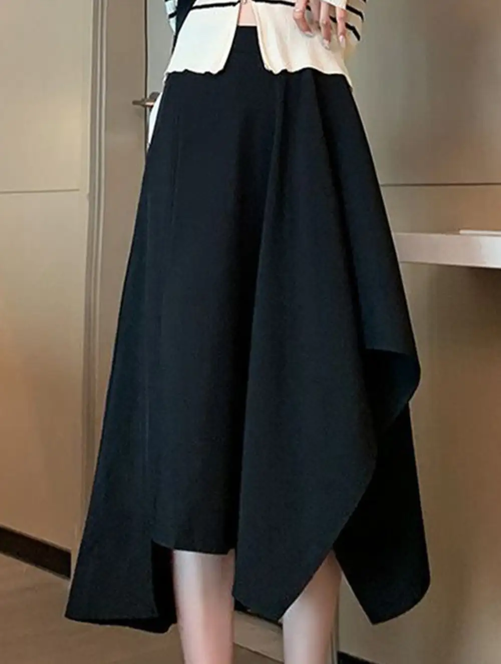 Irregular A-Line Midi Skirt
