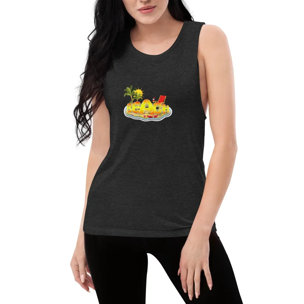 Ladies Muscle Tank Beach Day Tank Top