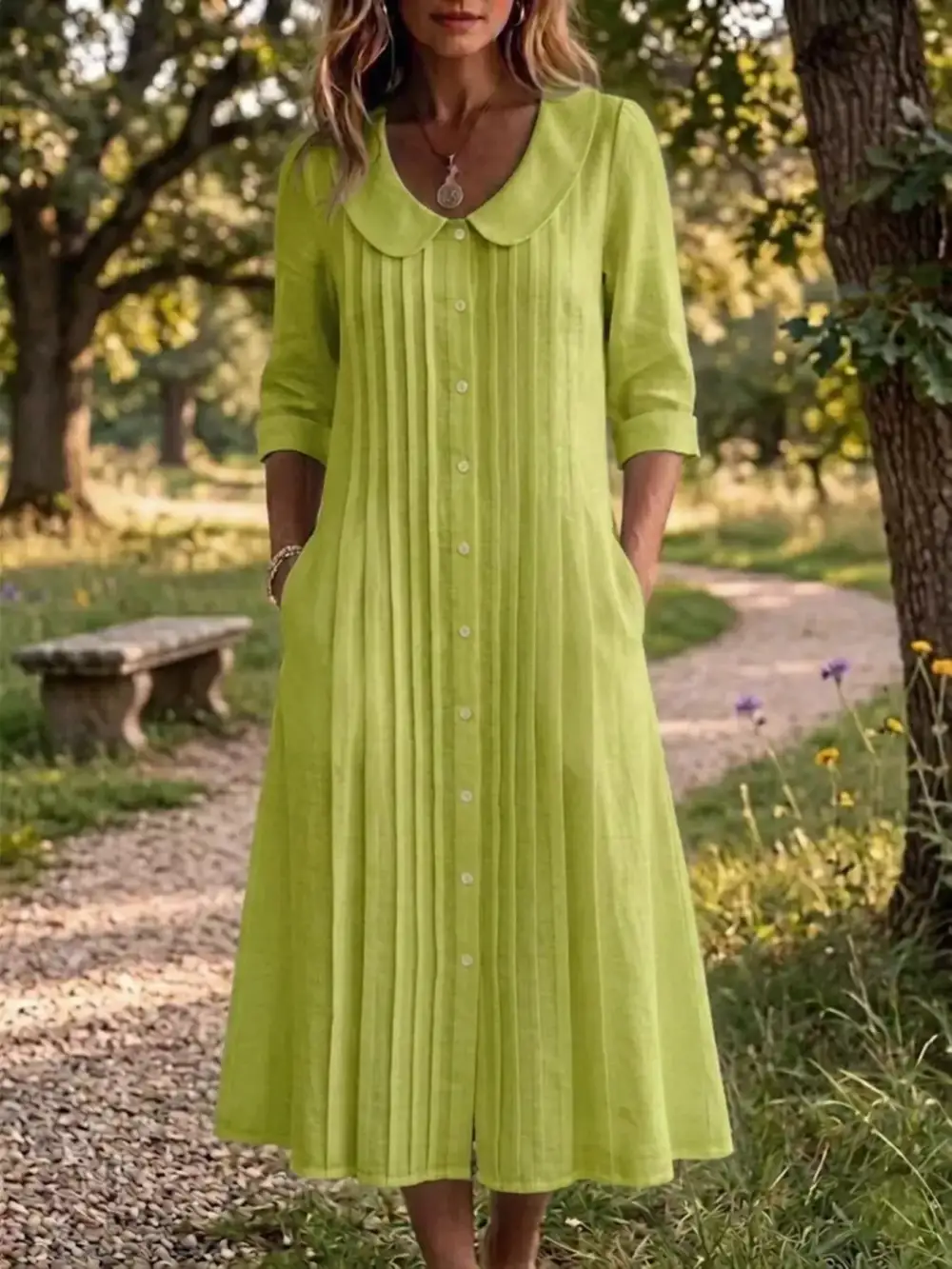 Peter Pan Collar Button-Down Dress