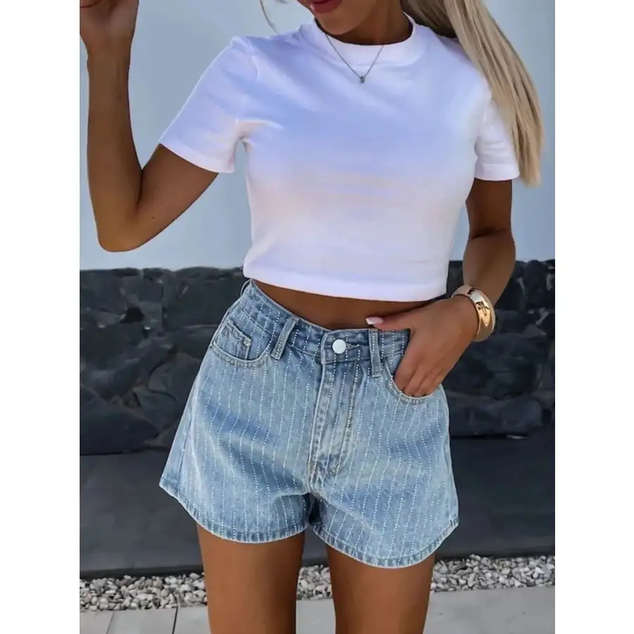 High Waist Wash Denim Shorts