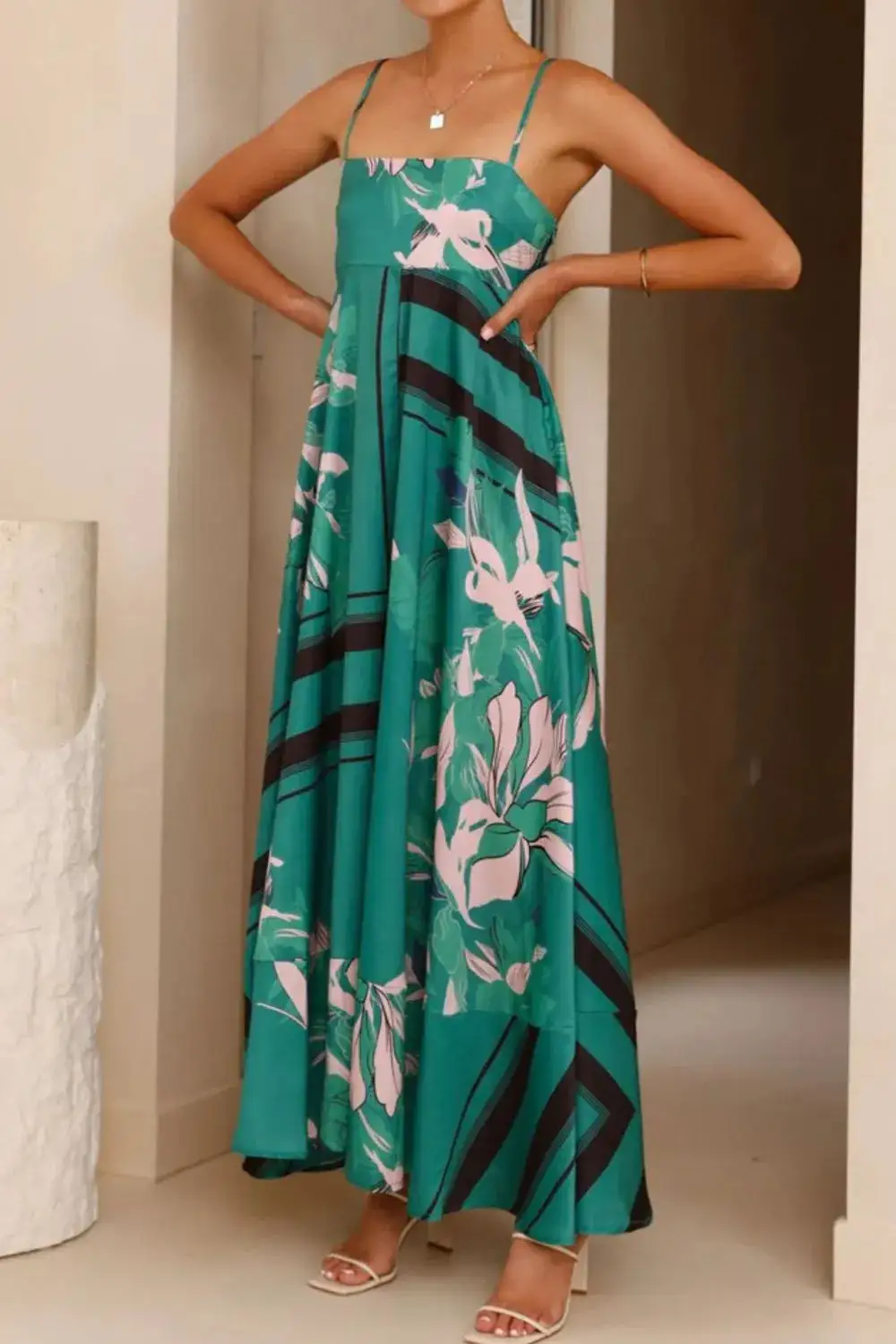 Printed Square Neck Maxi Dress