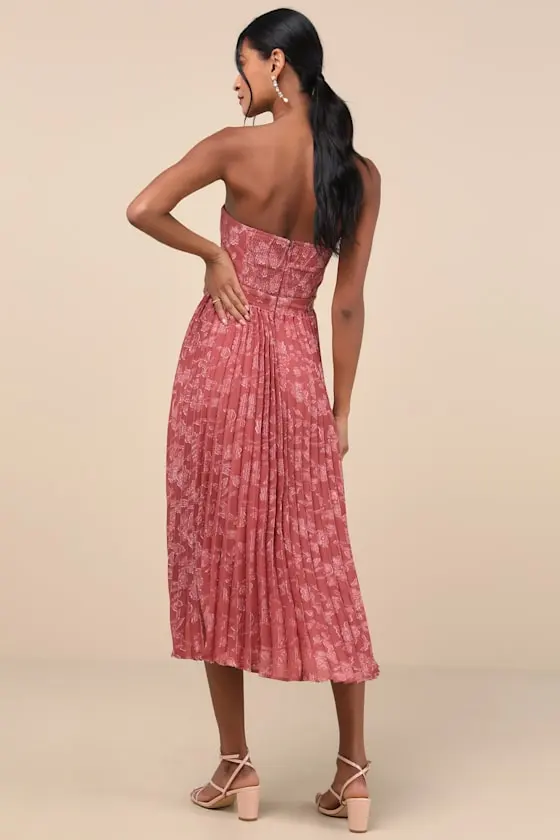 Perfectly Stunning Yellow Jacquard Strapless Midi Dress