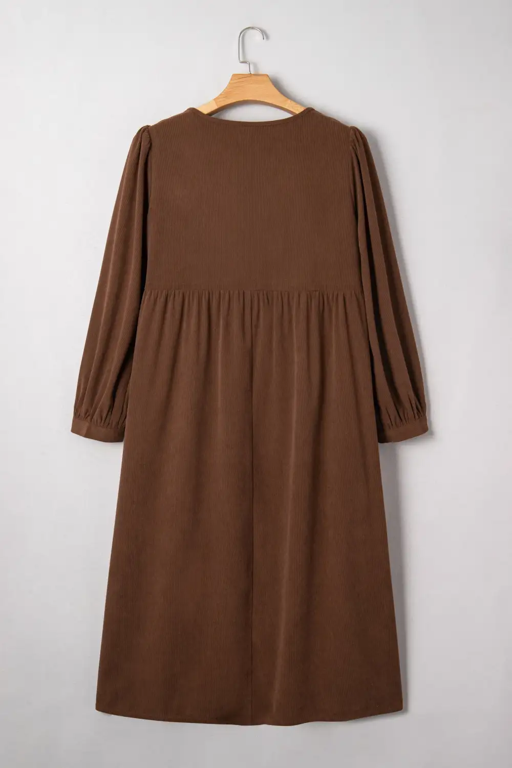Embroidered Split Neck Pleated Midi Dress