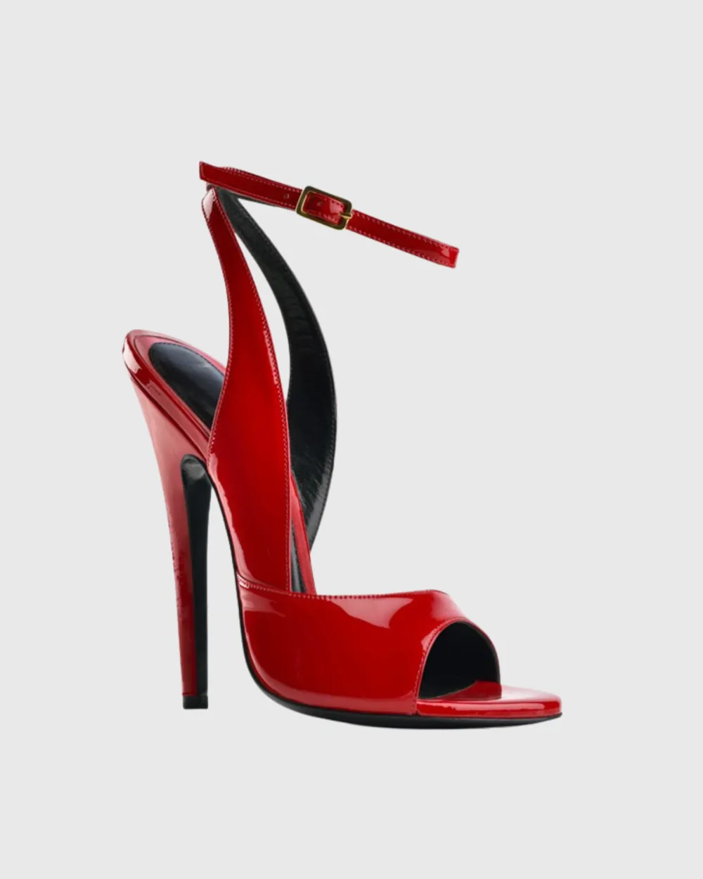 Patent Leather Strap Sandals in Red